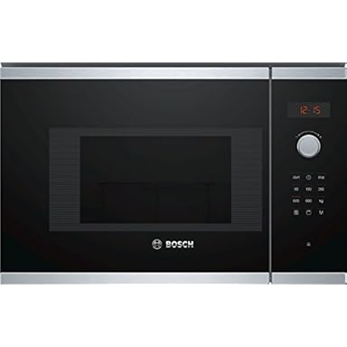 Bosch BEL523MS0 Integrado 20L 800W Negro, Acero inoxidable – Microondas (Integrado, 20 L, 800 W, Giratorio, Tocar, Negro, Acero inoxidable, Botón)
