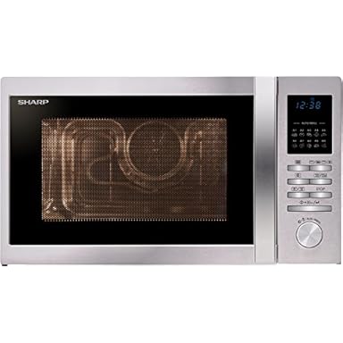 Sharp R-822STWE Encimera – Microondas (Encimera, Microondas combinado, 25 L, 900 W, Botones, Giratorio, Acero inoxidable)