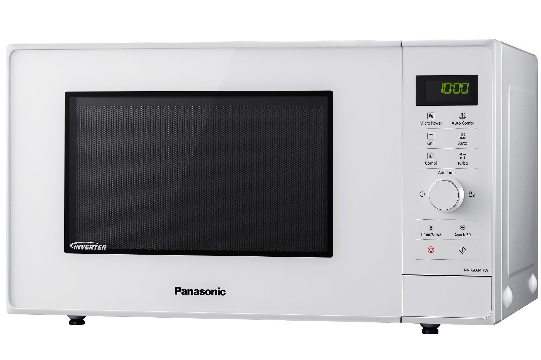 Panasonic NN-GD34HWSUG Horno microondas Compacto Inverter, 1000 W, 23 litros, Gris, Blanco